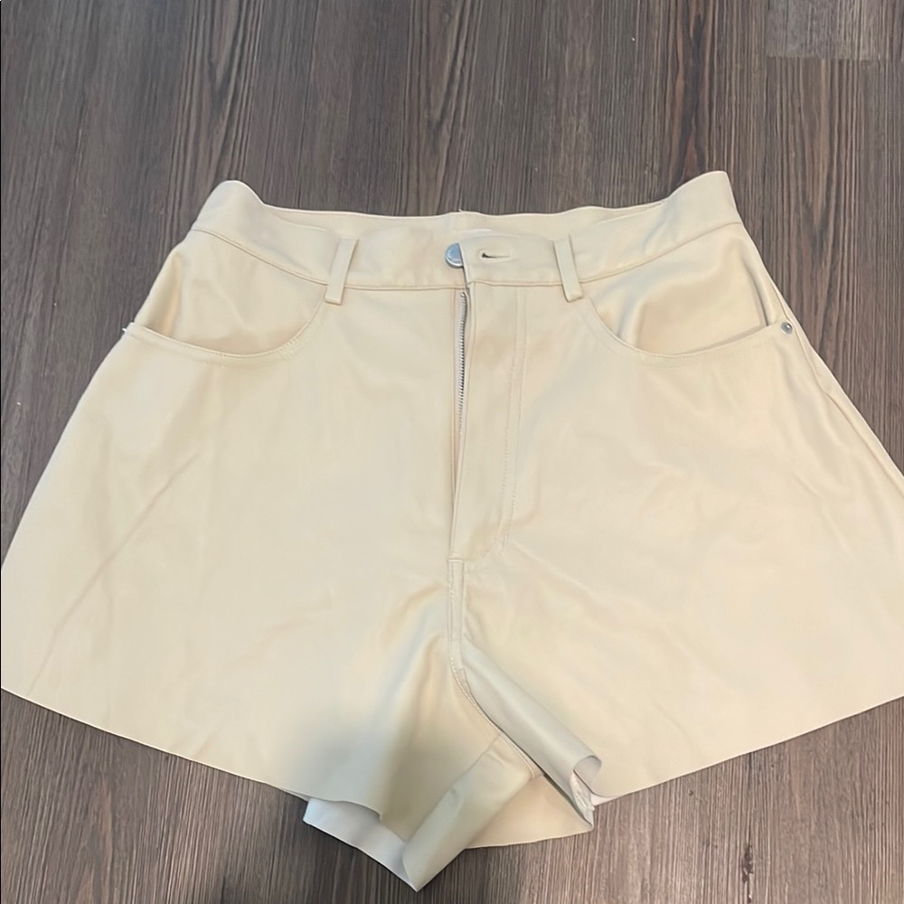 WeWoreWhat Leather Bell Flare Shorts